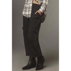 Pilcro Anthropologie Womens Slim Linen Cargo Pants Black Size S